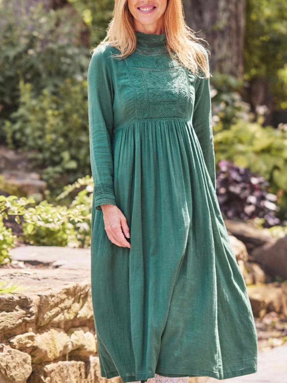 April Cornell Heirloom Dress forest green xs